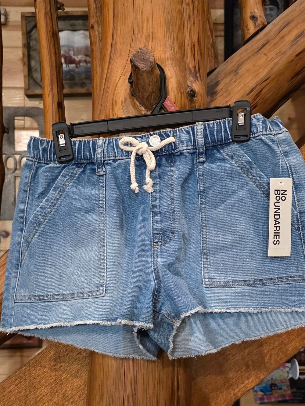 No Boundaries Light Blue Denim Drawstring Shorts - Picture 5 of 5